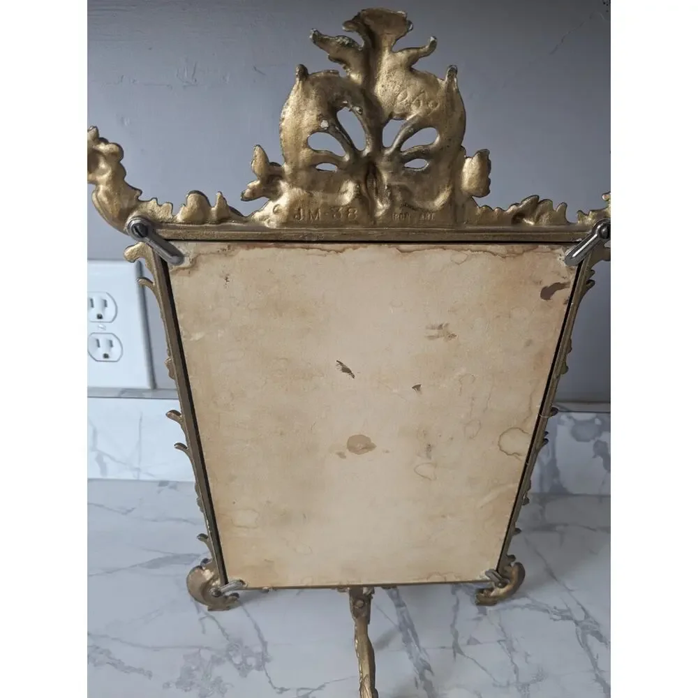 Victorian Ornate Cast Iron Art Picture Mirror Frame Wall Hanging / Stand It Up